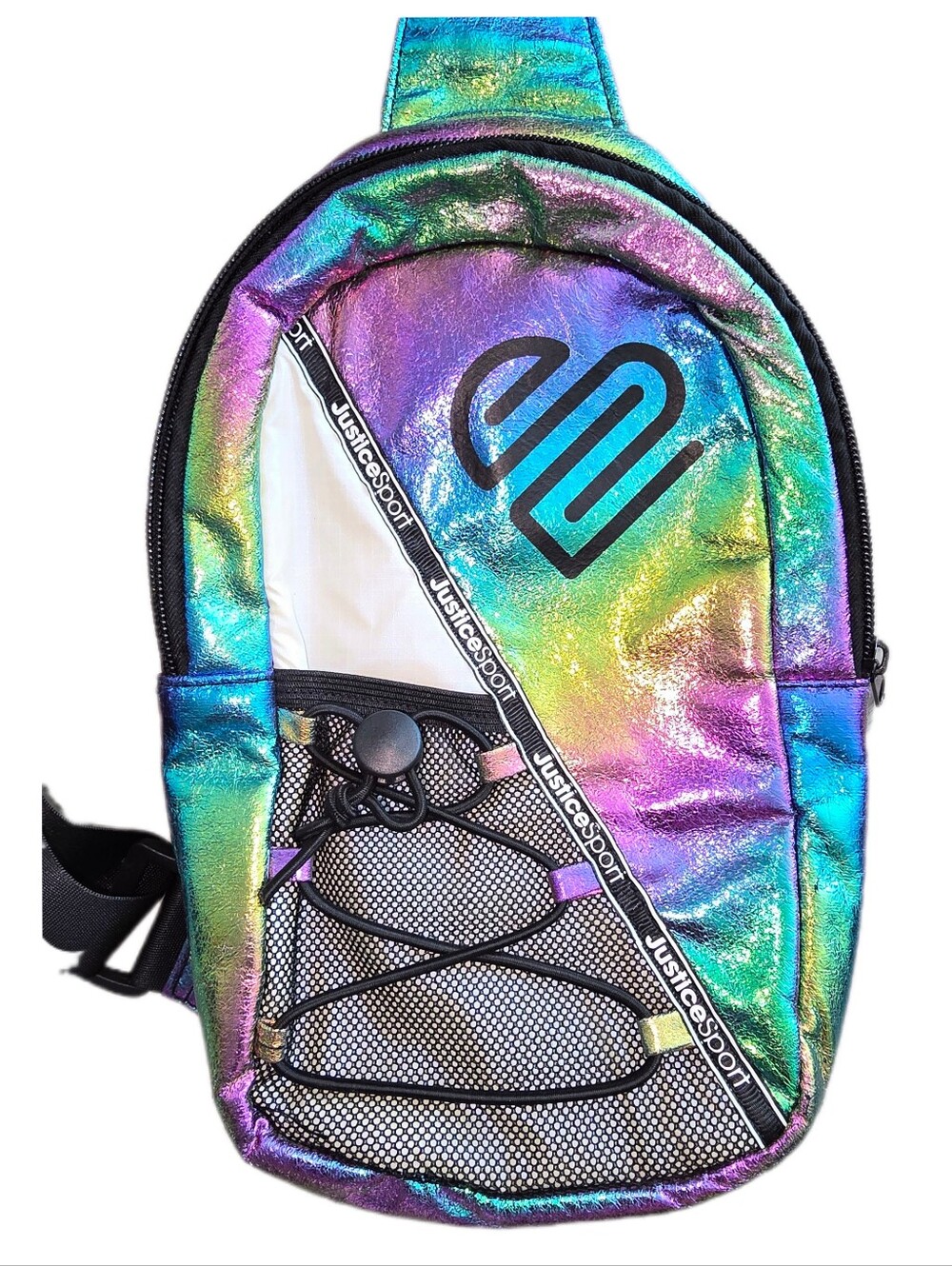 Justice Iridescent Rainbow Mini Backpack Sling Bag